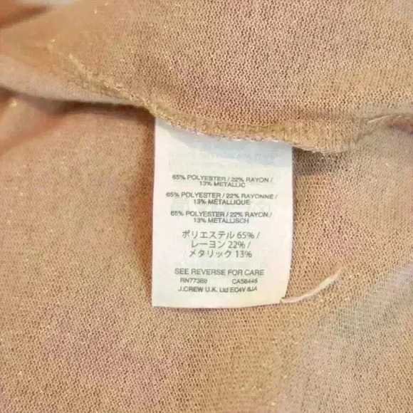 J.Crew Sparkle Pink Rose Gold Turtleneck w/ Lettuce Edge Cuffs & Trim Size Small - Picture 6 of 9